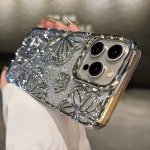 Luxury 3D Flower Oil Painting Tpu Case For Iphone 11 Iphone 13 And Iphone 14 Pro Max - Electroplated Hollow Design Shockproof Pr