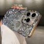 Luxury 3D Flower Oil Painting TPU Case For IPhone 11 IPhone 13 And IPhone 14 Pro Max - Electroplated Hollow Design Shockproof Protective Cover