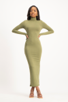 Yolanda Poloneck Bodycon Dress - Fatigue Olive - XS