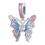 S925 Sterling Silver Butterfly Charm With Crystal Wings - Blue