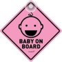 Sign - Pink Baby On Board 135 X 135MM