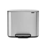 Brabantia Bo Pedal Bin 11 + 23 Litre In White Matt Black Platinum Matt Steel - Matt Steel