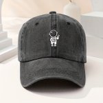 Men's Washed Baseball Cap Astronaut Print Cartoon Peaked Cap Ideal Choice For Gifts