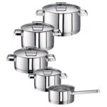 & 39 Chiara& 39 5-PIECE Pot And Pan Set Induction Oven And Dishwasher Safe Silver
