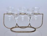 5-GLASS Vase In Iron Stand 17X29X12CM