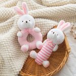 Plush Baby Soft Rattle Toys Pink Bunny Baby Rattles For Infants Baby First Stuffed Animal Plush Rattle Shaker Set For Newborns S
