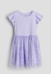 Tulle-skirt Jersey Dress - Purple Multi