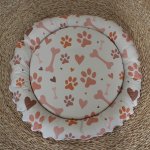 Playmat Neutral Dog Paw Print Treats And Hearts Light Beige Background