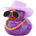 Wonuu Car Dashboard Decorations Cowboy Hat Rubber Ducks Colorful Duck For Car Ornament Accessories With Hat Glasses Necklace Gli