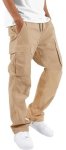Hungson Mens Cargo Pants Drawstring Casual Hiking Pants Joggers Athletic Trousers Cotton Loose Straight Sweatpants For Men Light