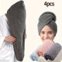 Ultra-soft Microfiber Hair Towel - Quick Dry Super Absorbent Wrap For Women & Girls Gentle On Frizzy Or Damaged Hair Solid Color Bathroom Accessory