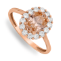 Rose Gold Cubic Zirconia Oval Pink Cluster Ring