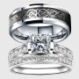 1PC Fashion Couple Ring Engagement Ring Set Women's Wedding Stainless Steel Ring Men's Valentine's Day Gift