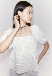 Tie-detail Puff-sleeved Blouse - Cream