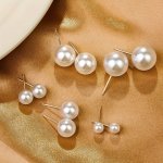 Elegant Pearl Stud Earrings Set - Simple Vacation Style Zinc Alloy Earrings With Stainless Steel Posts Imitation Pearl Mosaic Ve