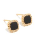 Goldair Gold Plated Sterling Silver Black Cushion Cut Cubic Zirconia Stud Earrings