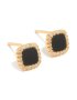 Goldair Gold Plated Sterling Silver Black Cushion Cut Cubic Zirconia Stud Earrings
