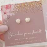 C232-C10017 - 925 Sterling Silver White Rose Flower Earrings 8MM