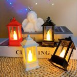 1PC Traditional Style LED Candle Lantern Rustic MINI Square Lamp Christmas Halloween Decorative Oil Lamp Bedside Atmosphere Ligh
