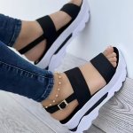 Women's Wedge Heeled Sandals Casual Open Toe Platform Shoes Comfortable Buckle Strap Sandals
