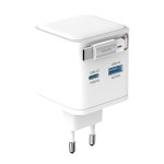 Snug 2 Port Pd usb Charger With Retractable Cable – 65W – White