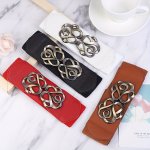 Elastic Belts For Women Vintage Style Fashion Stretch Cinch Waist Belt With Retro Metal Buckle Versatile Accessory For Dresses A