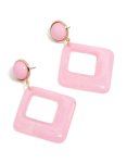 Goldair Gold Pink Acrylic Diamond Shaped Drop Earrings