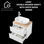 Lazio Double Drawer Vanity With White Basin - 600MM