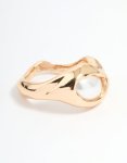 Goldair Gold Pearl Molten Circle Ring - M l