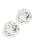 Silver Twisted Rope Circle Stud Earrings