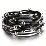 1PC Multilayer Metal Beads Charm Leather Bracelet For Men Women Trendy Design Double Wrap Long Bracelet With Rhinestones Jewelry For Party Gift For Family