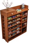 Zs - 7-TIERS Wooden Shoe Rack Cabinet With Drawers - Grey