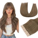 Doores Human Hair Extensions Light Ash Brown 16 Inch 50G 20PCS Remy Natural Hair Straight Tape In Extensions