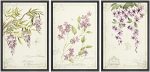 WALL26 Framed Canvas Print Wall Art Set Victorian Style Purple Hanging Flowers Nature Floral Illustrations Realism Rustic Scenic