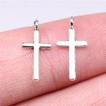 30PCS 16X7MM Silver Plated Cross Pendant Diy Jewelry Making Accessories For Necklace Bracelet Earrings Keychain Bag Decoration C