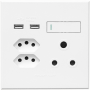 3VW27 1X16A + 2X Euro Slim Socket Outlet + 2XUSB 100X100MM White 3