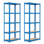 5 Tier Galvanised Storage Shelving Set Of 2 Blue 180X90X30CM