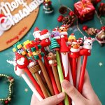 10-PACK Christmas Neutral Pens Non-repeating Styles With 0.38MM Black Ink Very Suitable For Family Gifts