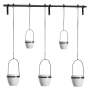 White Adjustable Indoor Hanging Planters Set Of 5 With Rail