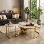 Luxury Marble And Gold Nesting Coffee Table Set