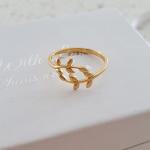 Lanie-gold Gold Plated 925 Sterling Silver Leaf Ring - Size 6