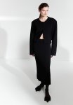 Knitted Shoulder-pad Jacket - Black