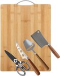 4 Piece Cheese & Kitchen Tool Set With Chopping Board 42 32CM Bamboo Cutting Board Slicer Knife Kitchen Tool Set