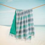 Leo Stripe Backed Fouta Duck Egg And Teal