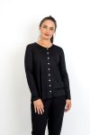 Anna- Button Through Cardi Black - Size 3 Large