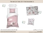 Kids Duvet Set Pink And Grey Floral Dusty Pink Background
