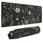 Boho Flowers Large Gaming Mouse Pads Black Office Desk Mat With Non-Slip Rubber Base Stitched Edge Mousepad For Work Game Home Christmas Thanksgiving Gift