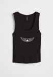 Printed Vest Top - Black winged Heart