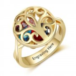 N2027 - Personalized Birthstones Family Tree Ring Gold Plated