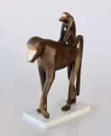 Monkey With Baby On Back On Marble Base – 38X24X12CM